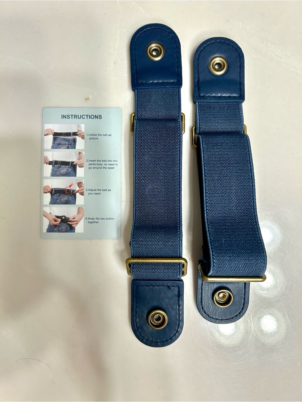 Navy No-Buckle Elastic Waistband Belt - Picture 6 of 6